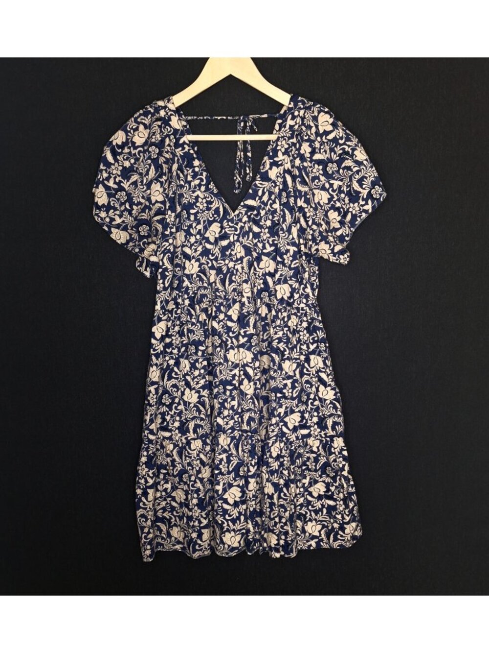 💙 Old Navy Blue/Tan Flowy Soft Pockets Dress Size XL Flowy Casual Comfy Flatter